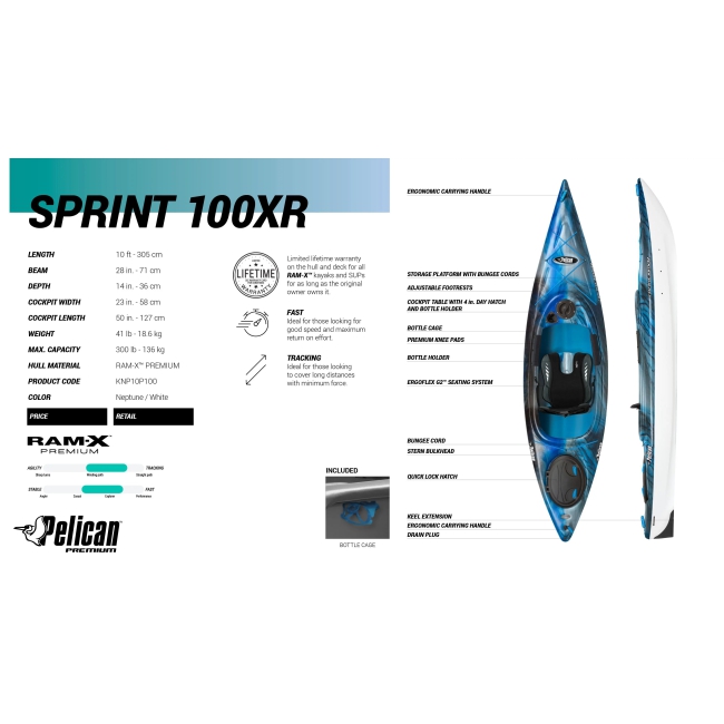 Pakiet Kajak Sprint 100 XR marki Pelican z wiosłem