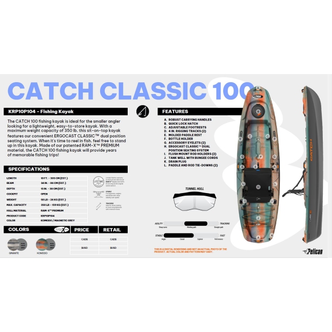 Kajak wędkarski Catch Classic 100 KOMODO marki Pelican