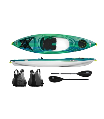 Kajak jednoosobowy Argo 100 X Royal Green Pelican z kamizelką i wiosłem