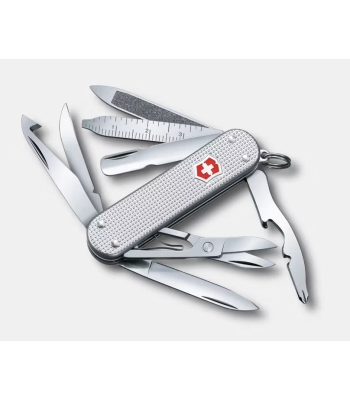 Wyprodukowany w Szwajcarii mały scyzoryk z 15 funkcjami i rękojeścią Alox Mini Champ od Victorinox